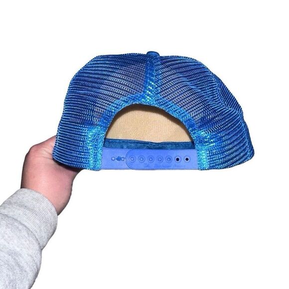 Vintage American Metal Recycling Designer Award Blue Whte Snap Back Trucker Hat - Picture 5 of 5